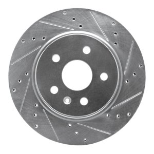 Buick Regal Brake Rotor (1) - Rear Right - R1 Concepts - Drilled & Slotted - Silver - `10-`25